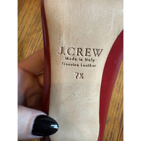 J.Crew Collection Pumps Womens Size 7.5 Red Made in Italy Leather Bow Stiletto - Picture 4 of 10